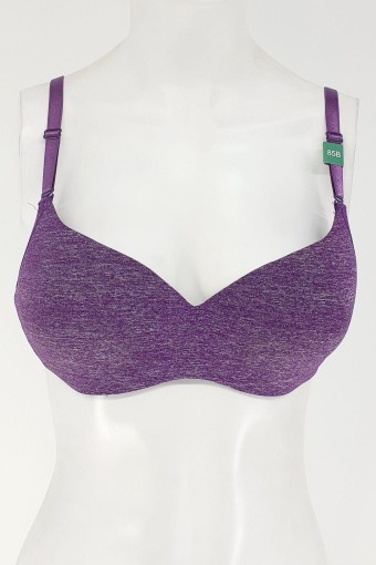 CLARA - Belvü Kadın Desteksiz Sütyen Penye Melanj - Mor