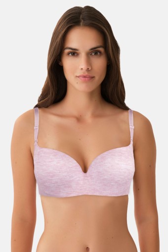 CLARA - Belvü Kadın Desteksiz Sütyen Penye Melanj - Pembe