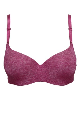 CLARA - Belvü Kadın Desteksiz Sütyen Penye Melanj - Vişne