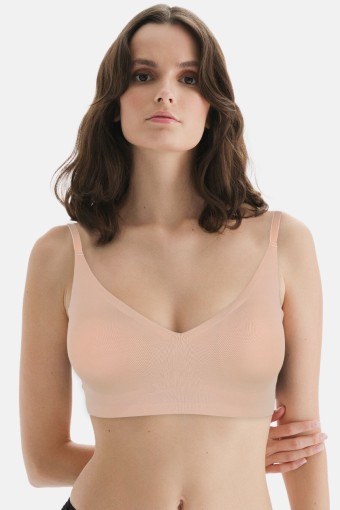 CLARA - Belvü Kadın Lazer Kesim Agraflı Desteksiz Sütyen - Açık Vizon