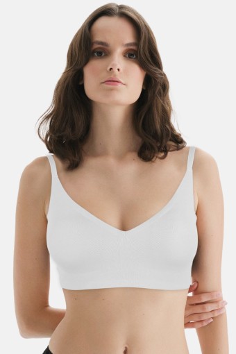 CLARA - Belvü Kadın Lazer Kesim Agraflı Desteksiz Sütyen - Beyaz