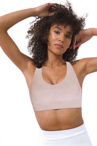 CLARA - Belvü Kadın Lazer Kesim Sporcu Sütyen Çıkabilen Pedli Görünmez Agraflı - Açık Vizon