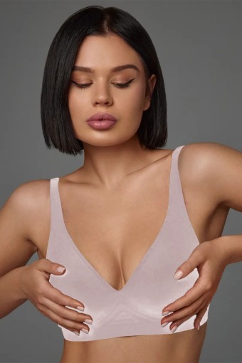 CLARA - Belvü Kadın Lazer Kesim Sütyen Çıkabilen Pedli Görünmez Agraflı - Açık Vizon