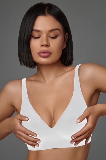 CLARA - Belvü Kadın Lazer Kesim Sütyen Çıkabilen Pedli Görünmez Agraflı - Beyaz