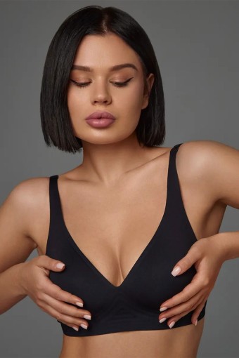 CLARA - Belvü Kadın Lazer Kesim Sütyen Çıkabilen Pedli Görünmez Agraflı - Siyah