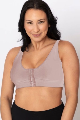 CLARA - Belvü Kadın Lazer Kesim Sütyen Çıkabilen Pedli Görünmez Önden Agraflı - Açık Vizon