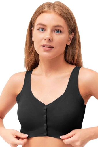 CLARA - Belvü Kadın Lazer Kesim Sütyen Çıtçıtlı Çıkabilen Pedli Görünmez Agraflı - Siyah