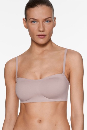 CLARA - Belvü Kadın Lazer Kesim Sütyen Straplez Çıkabilen Pedli Görünmez Agraflı - Açık Vizon