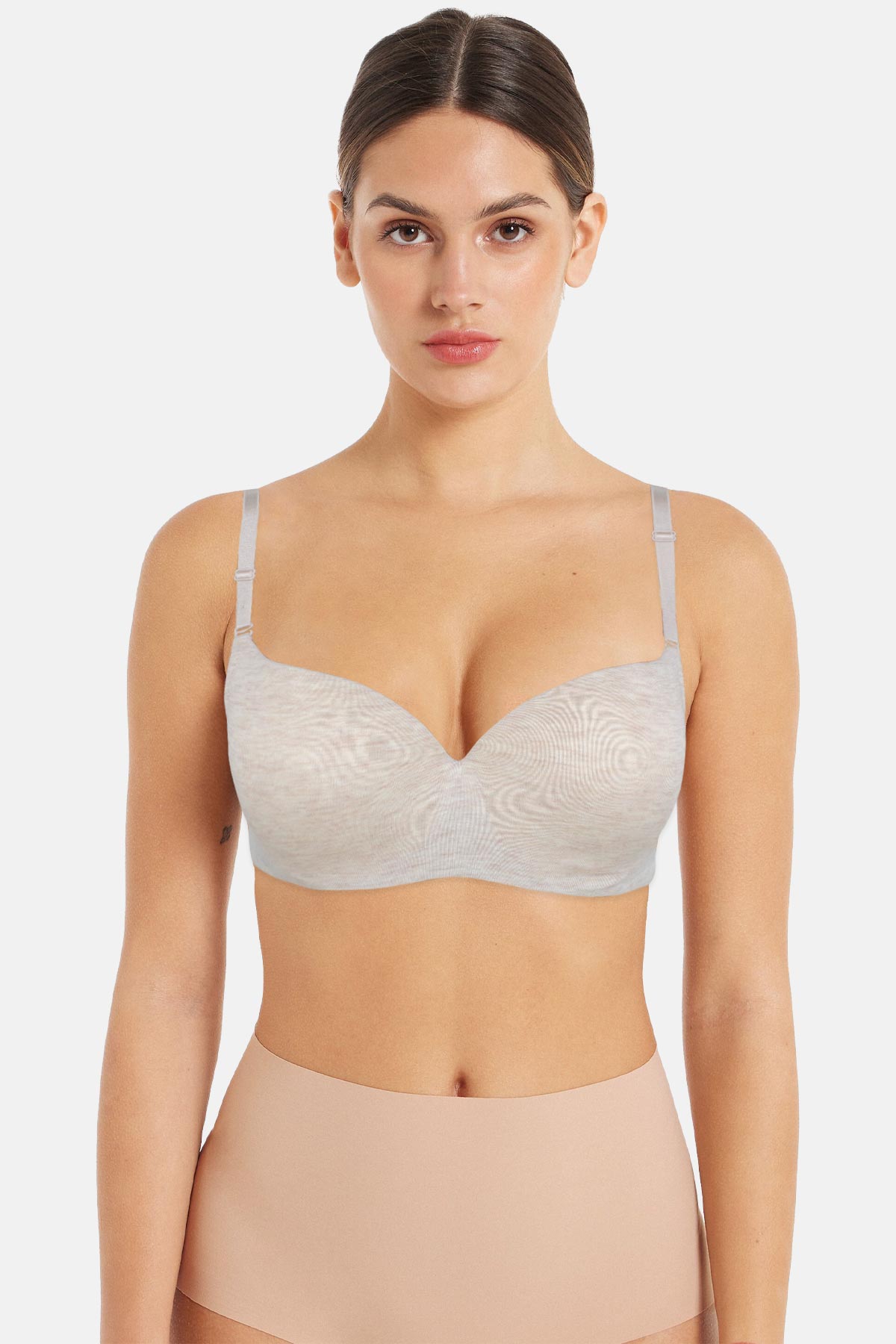 Belvü Kadın Penye Sütyen Destekli Melanj - Vişne - Thumbnail