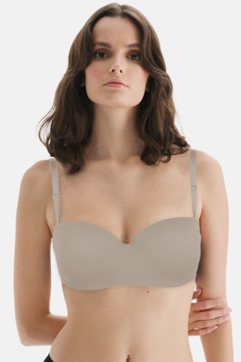 BELVÜ - Belvü Kadın Straplez Sütyen Destekli Mikro Tulum - Açık Vizon