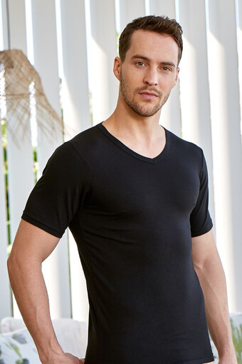 BERRAK - Berrak Erkek Atlet Kısa Kol V Yaka Modal Resimli