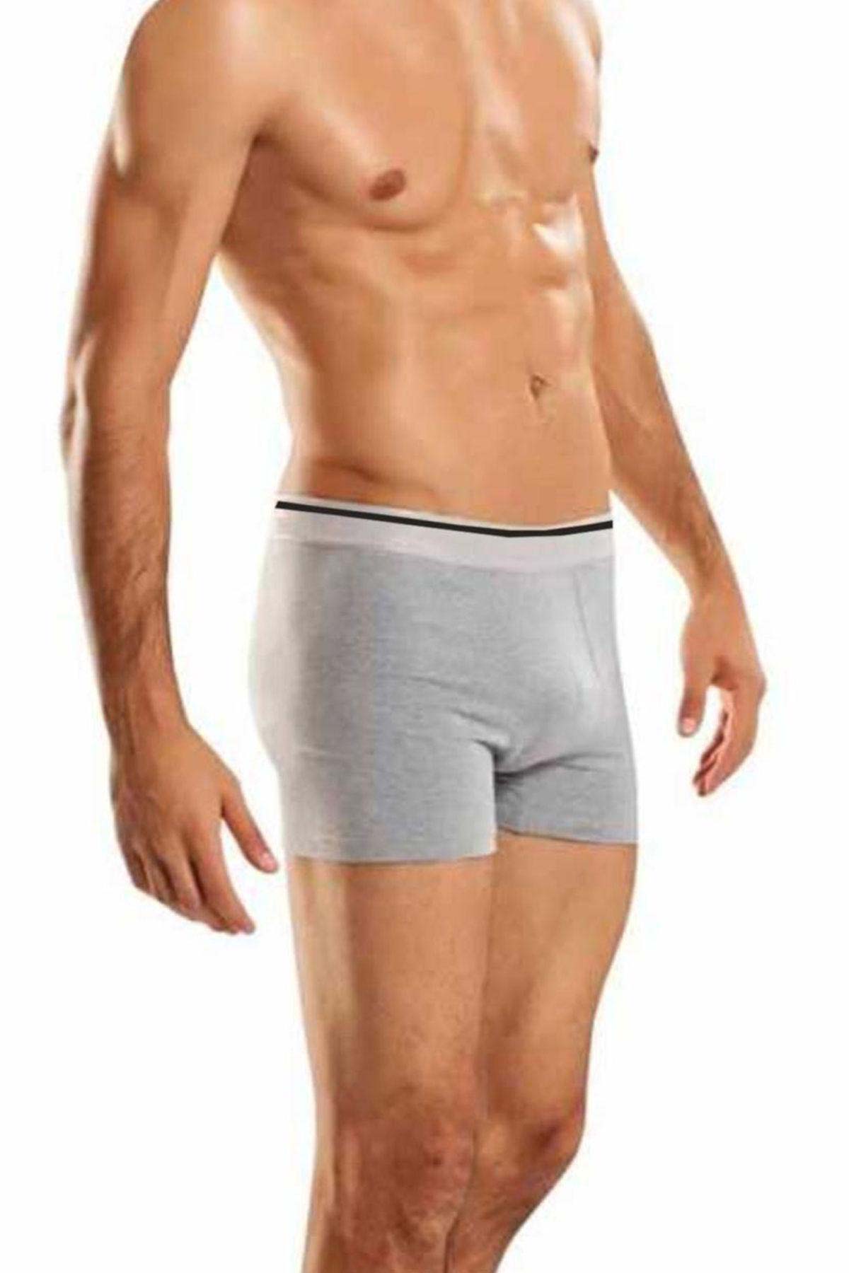 Berrak Erkek Boxer Likralı Kumaş Resimli - Gri - 3XL - Thumbnail