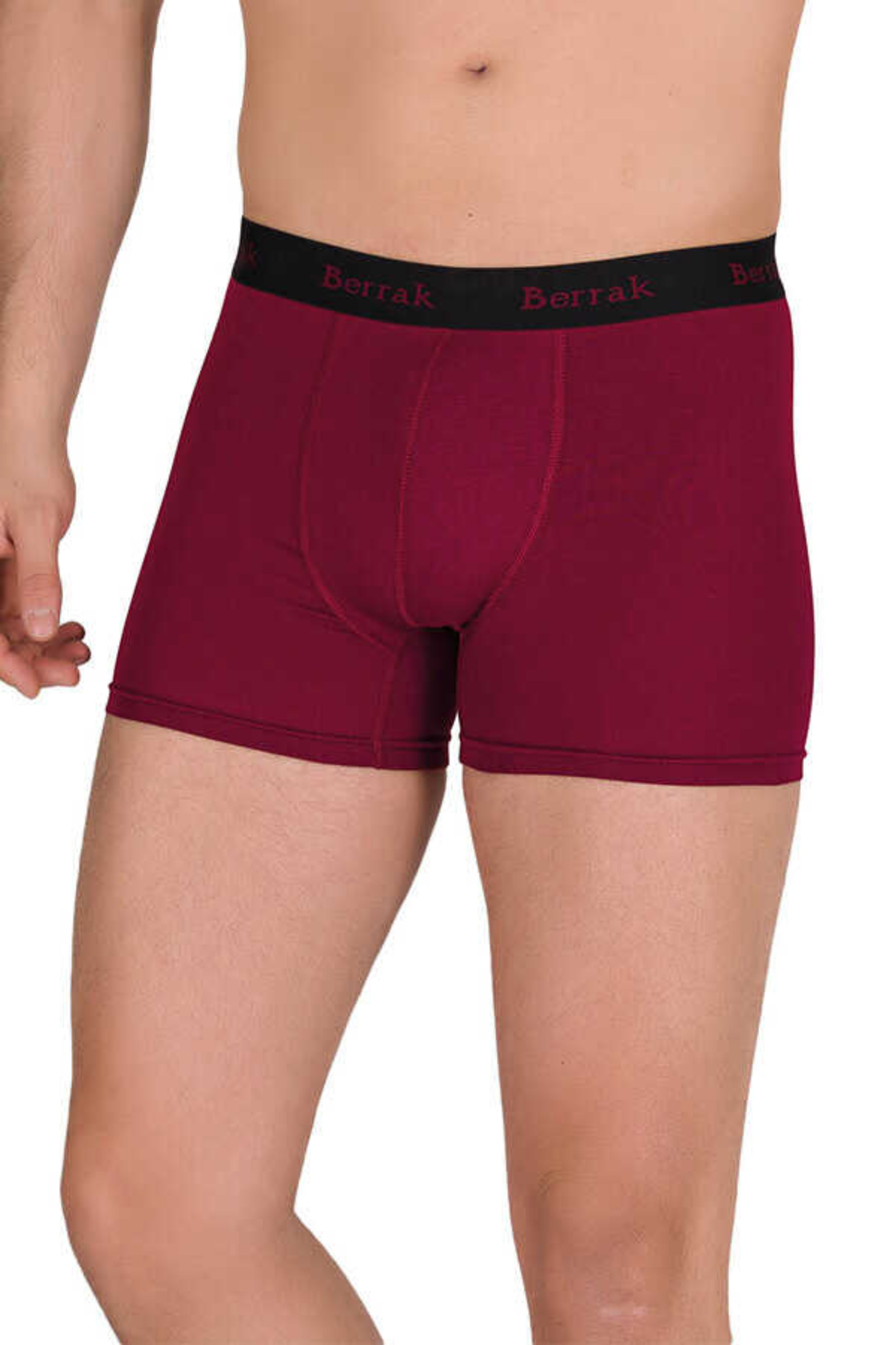 Berrak Erkek Boxer Modal Düz Likralı - Bordo - S - Thumbnail