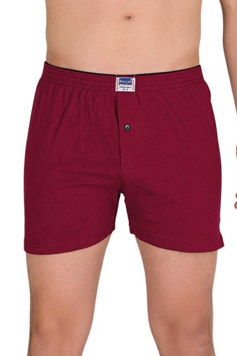 BERRAK - Berrak Erkek Boxer Penye Renkli Düğmeli - Bordo - 2XL