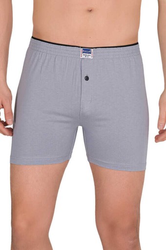 BERRAK - Berrak Erkek Boxer Penye Renkli Düğmeli - Gri - 4XL