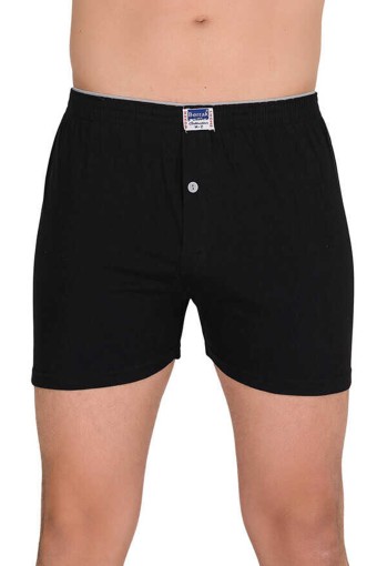 BERRAK - Berrak Erkek Boxer Penye Renkli Düğmeli - Siyah - 5XL