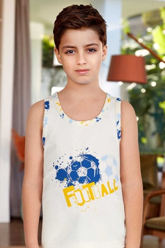 BERRAK - Berrak Erkek Çocuk Kalın Askılı Football Baskılı Pamuk Atlet