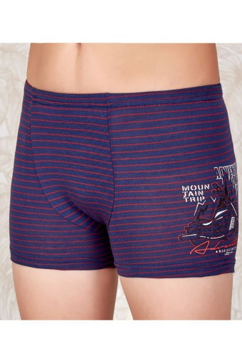 BERRAK - Berrak Erkek Çocuk Çizgili Mountain Trip Baskılı Pamuk Boxer - Asorti - 6(8-9 Yaş) (1)