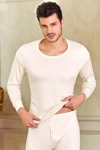 BERRAK - Berrak Erkek Uzun Kollu Atlet Termal Şardonlu - Ekru - L