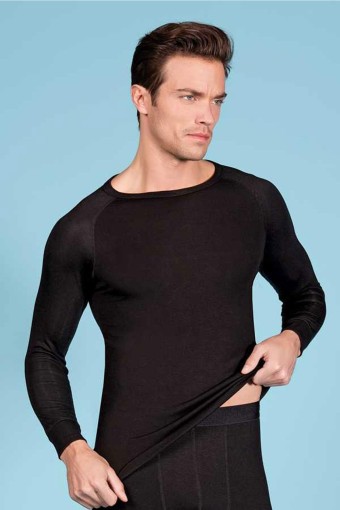 BERRAK - Berrak Erkek Uzun Kollu Atlet Termal Şardonlu - Siyah - 3XL (1)