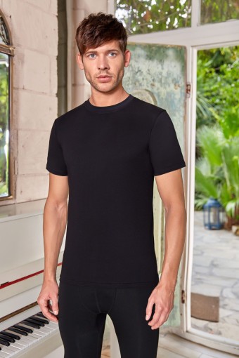 BERRAK - Berrak Erkek Yarım Kol Atlet Sıfır Yaka Resimli - Siyah - 60 (2XL)
