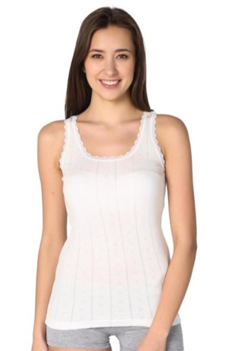 BERRAK - Berrak Kadın Kalın Askılı Jakar Atlet - Ekru - 3XL