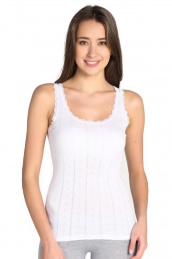 BERRAK - Berrak Kadın Kalın Askılı Jakar Atlet - Beyaz - 2XL (1)