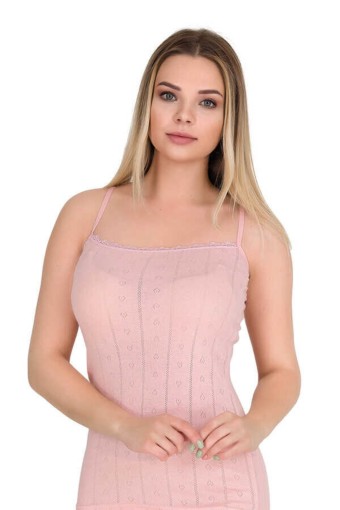 BERRAK - Berrak Kadın İp Askılı Jakarlı Atlet - Somon - 3XL