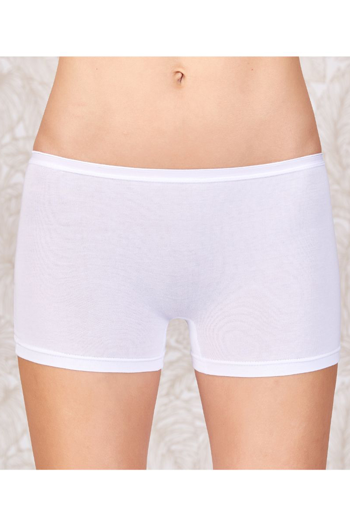 Berrak Kadın Likralı Pamuk Boxer Resimli - Beyaz - L - Thumbnail