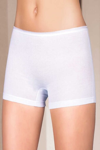 BERRAK - Berrak Kadın Likralı Pamuk Boxer Resimli - Beyaz - S (1)