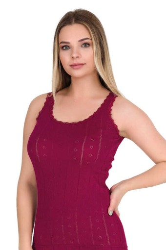 BERRAK - Berrak Kadın Kalın Askılı Jakar Atlet - Mürdüm - 2XL