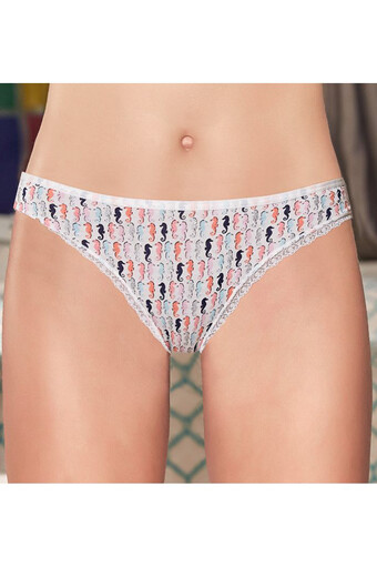 BERRAK - Berrak Kadın Deniz Atı Desenli Pamuk Slip Külot