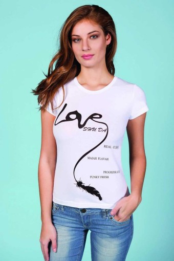 BERRAK - Berrak Kadın Tişört Love Baskılı