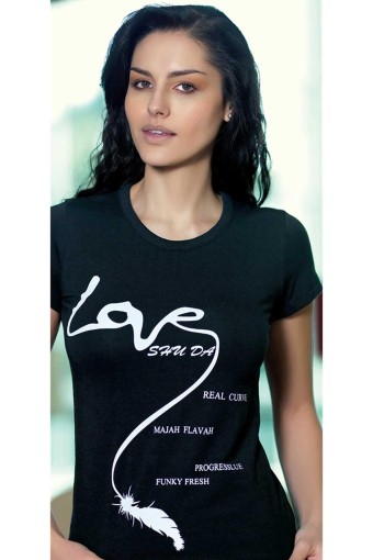 BERRAK - Berrak Kadın Tişört Love Baskılı (1)