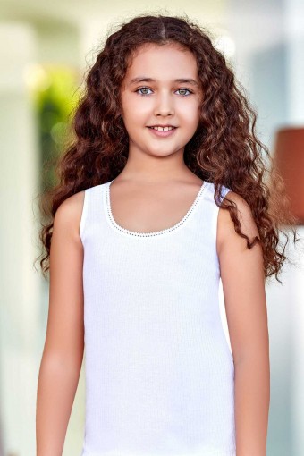 BERRAK - Berrak Kız Çocuk Kalın Askılı Fitilli Pamuk Modal Atlet