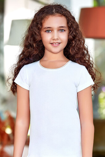 BERRAK - Berrak Kız Çocuk Kısa Kol Atlet Fitilli Modal