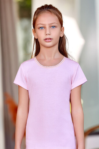 BERRAK - Berrak Kız Çocuk Kısa Kol Atlet Fitilli Modal (1)