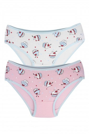 BERRAK - Berrak Kız Çocuk Cupcake Baskılı Pamuk Slip Külot