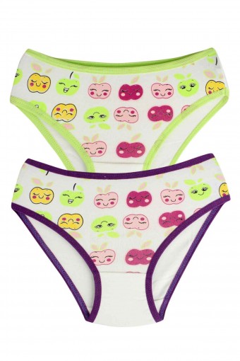 BERRAK - Berrak Kız Çocuk Elma Baskılı Pamuk Slip Külot