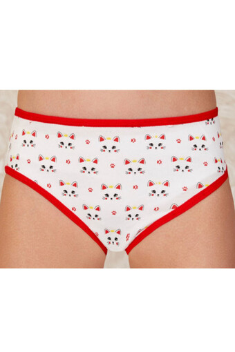BERRAK - Berrak Kız Çocuk Kedi Desenli Pamuk Slip Külot (1)
