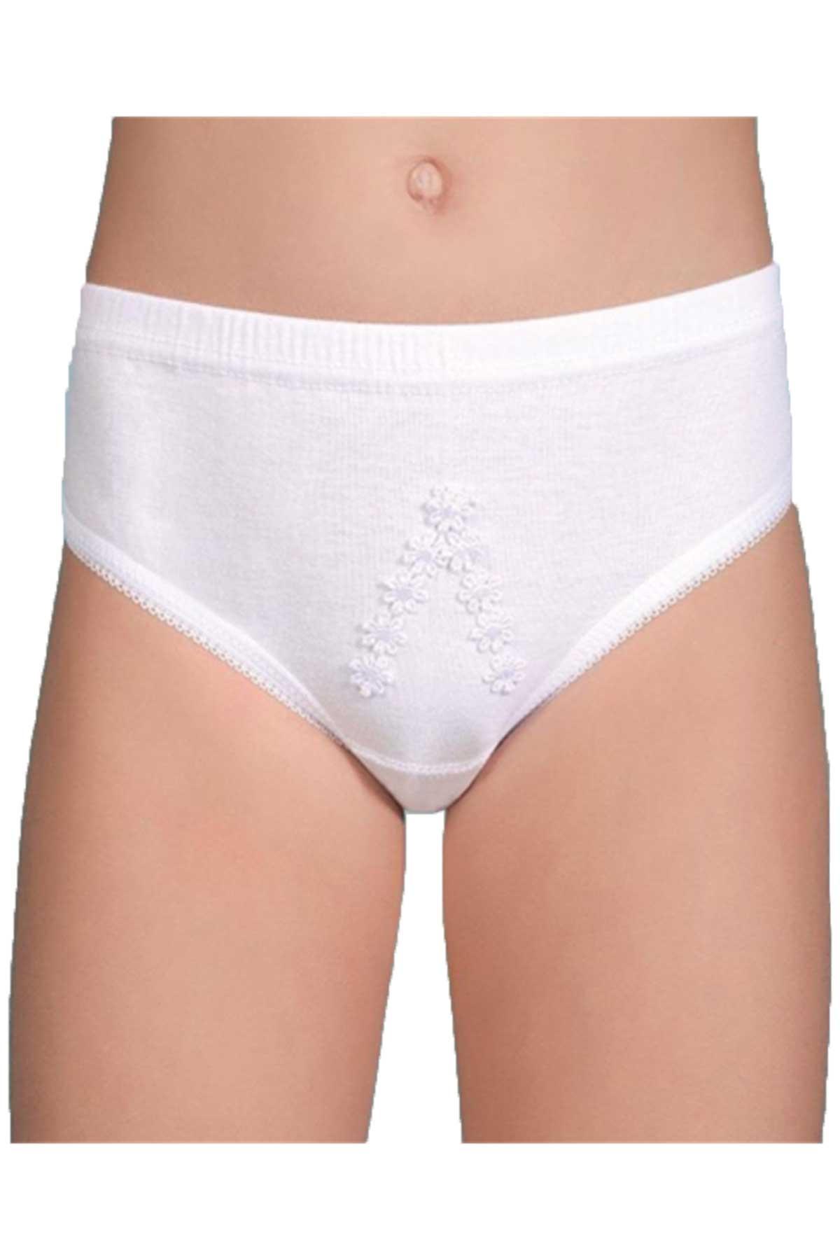 Berrak Kız Çocuk Papatya Desenli Slip Külot - Beyaz - 8(11-12Yaş - Thumbnail