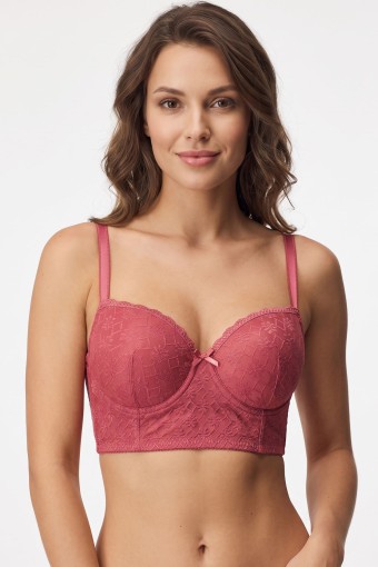 BEST BRA - Best Bra Kadın Bralet Sütyen Balenli Jakarlı Desteksiz C Cup - Gülkurusu