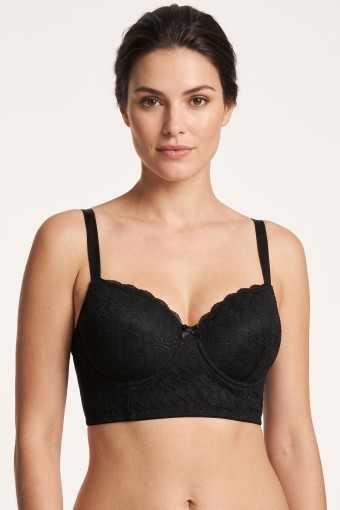 BEST BRA - Best Bra Kadın Bralet Sütyen Balenli Jakarlı Desteksiz C Cup - Siyah