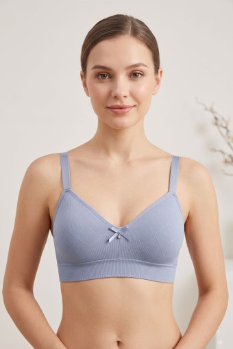 BEST BRA - Best Bra Kadın Bralet Sütyen Bambu Balensiz Desteksiz C Cup Jakarlı - Gri
