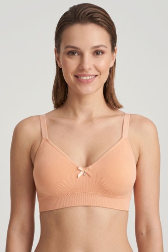 BEST BRA - Best Bra Kadın Bralet Sütyen Bambu Balensiz Desteksiz C Cup Jakarlı - Somon