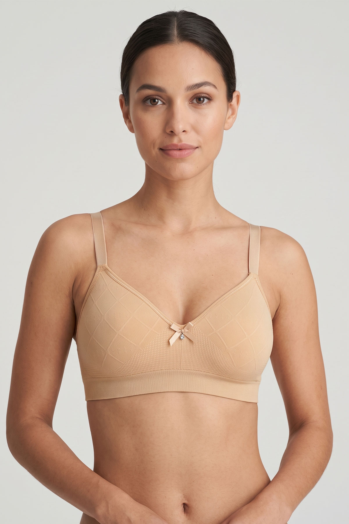 Best Bra Kadın Bralet Sütyen Bambu Balensiz Desteksiz C Cup Jakarlı - Ten - Thumbnail