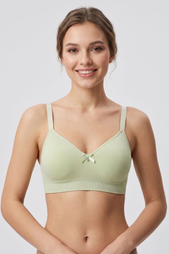 BEST BRA - Best Bra Kadın Bralet Sütyen Bambu Balensiz Desteksiz C Cup Jakarlı - Yeşil