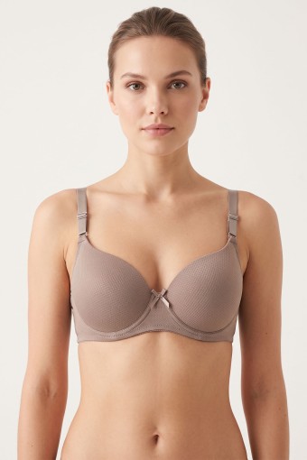 BEST BRA - Best Bra Kadın Sütyen Balenli Desteksiz D Cup Micro Delikli Kumaş - Vizon