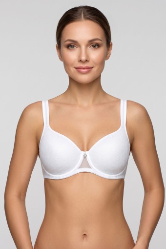 BEST BRA - Best Bra Kadın Sütyen Balenli Tül Jakarlı C Cup Desteksiz - Beyaz