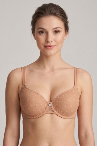 BEST BRA - Best Bra Kadın Sütyen Balenli Tül Jakarlı C Cup Desteksiz - Kahve